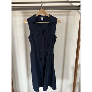 H&M button up navy blue dress | Dressses